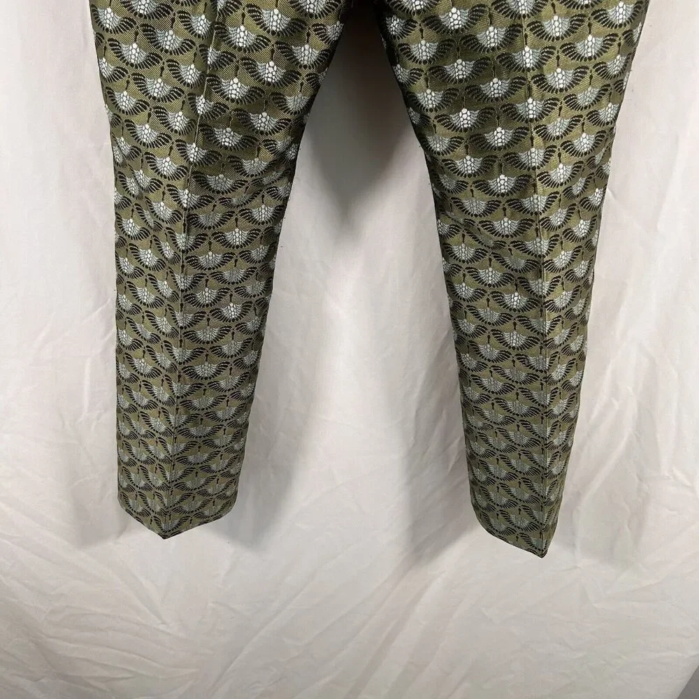 Ann Taylor Dress Pants Women's 8 Green Metallic Signature Mid Rise Pockets